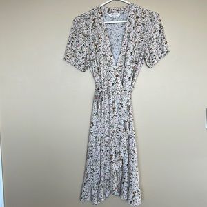 Ditsy Floral Cream Wrap Dress